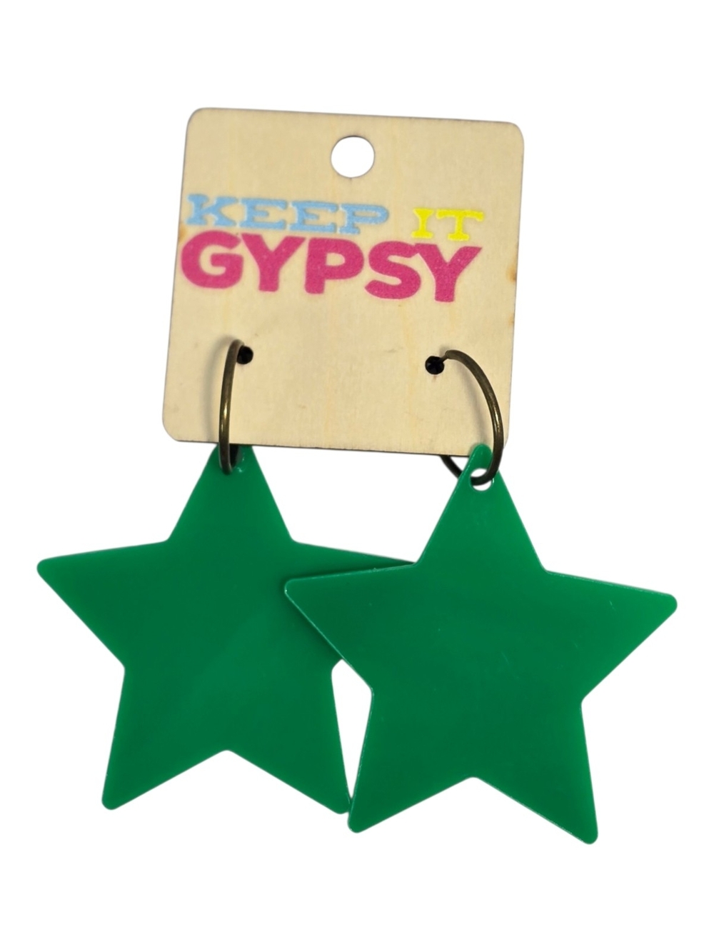 Keep It Gypsy Green Acrylic Star Dangle Earrings Western Boho Statement